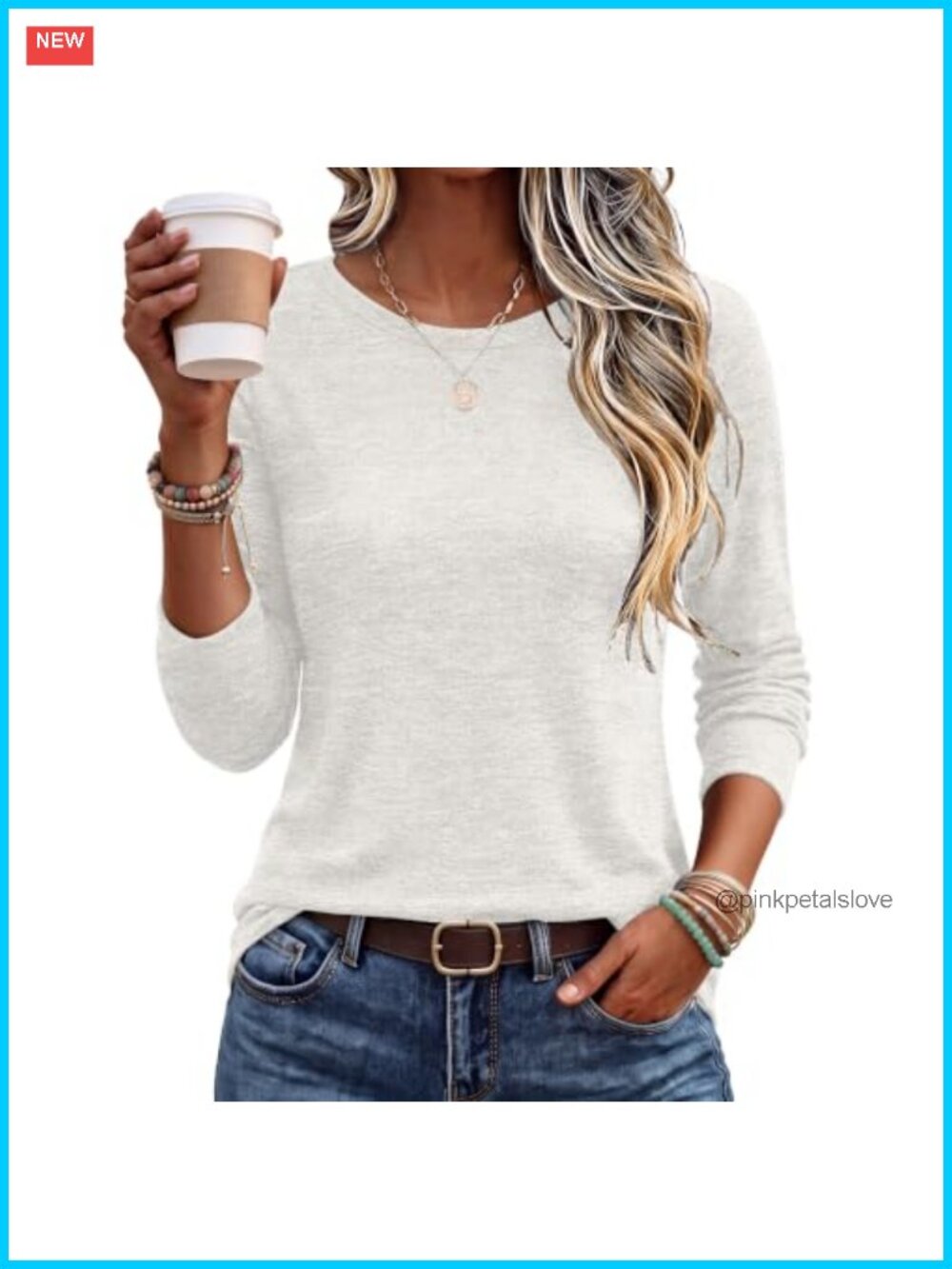 Long Sleeve Crewneck Thermal Top Casual Stretch Layering Tee